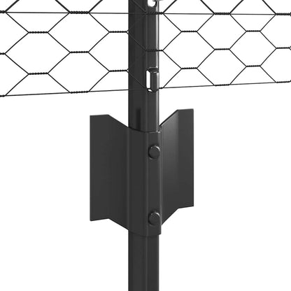 Sechseckzaun mit Pfosten 10 x 0,6 m PVC-beschichteter Stahl