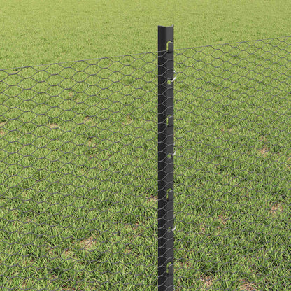 Sechseckzaun mit Pfosten 10 x 0,6 m PVC-beschichteter Stahl