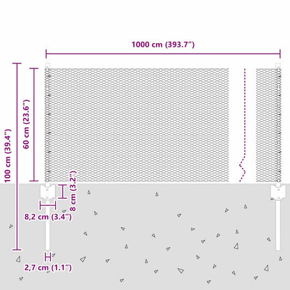 Sechseckzaun mit Pfosten 10 x 0,6 m PVC-beschichteter Stahl