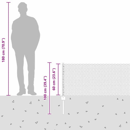 Sechseckzaun mit Pfosten 10 x 0,6 m PVC-beschichteter Stahl