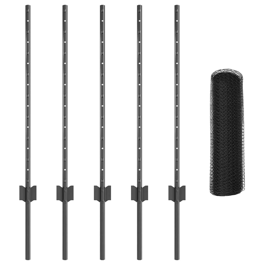 Sechseckzaun mit Pfosten 10 x 0,8 m PVC-beschichteter Stahl