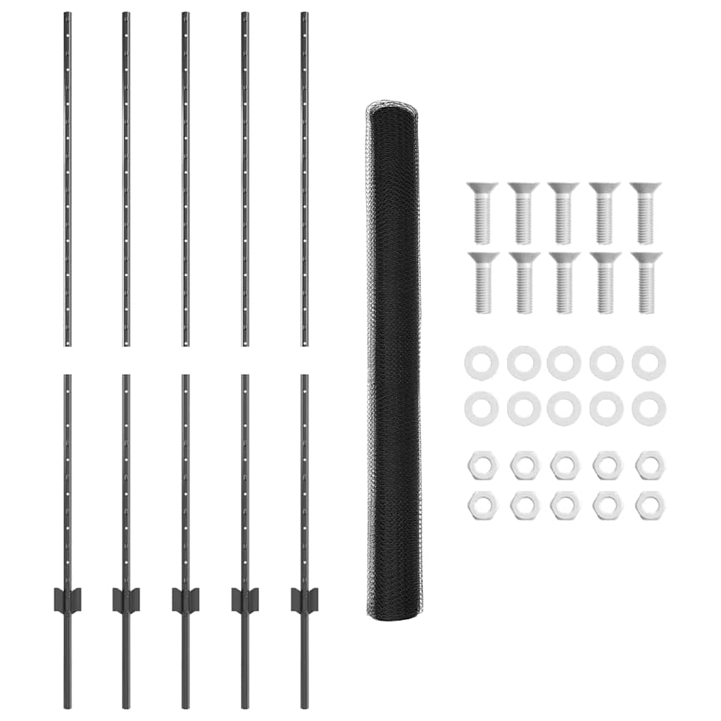 Zaun mit Pfosten Grau