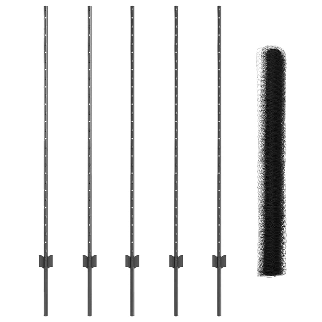 Zaun mit Pfosten Grau