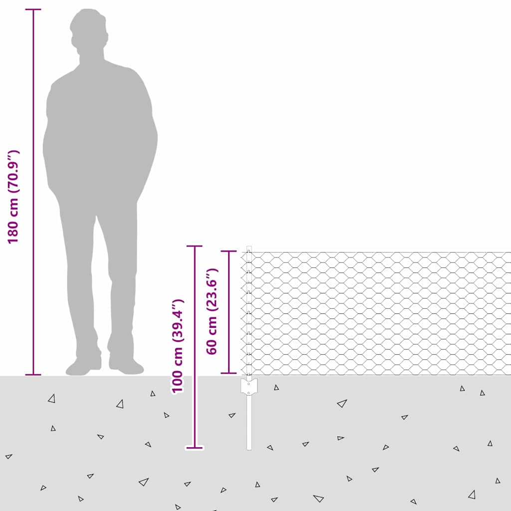 Zaun mit Pfosten Grau