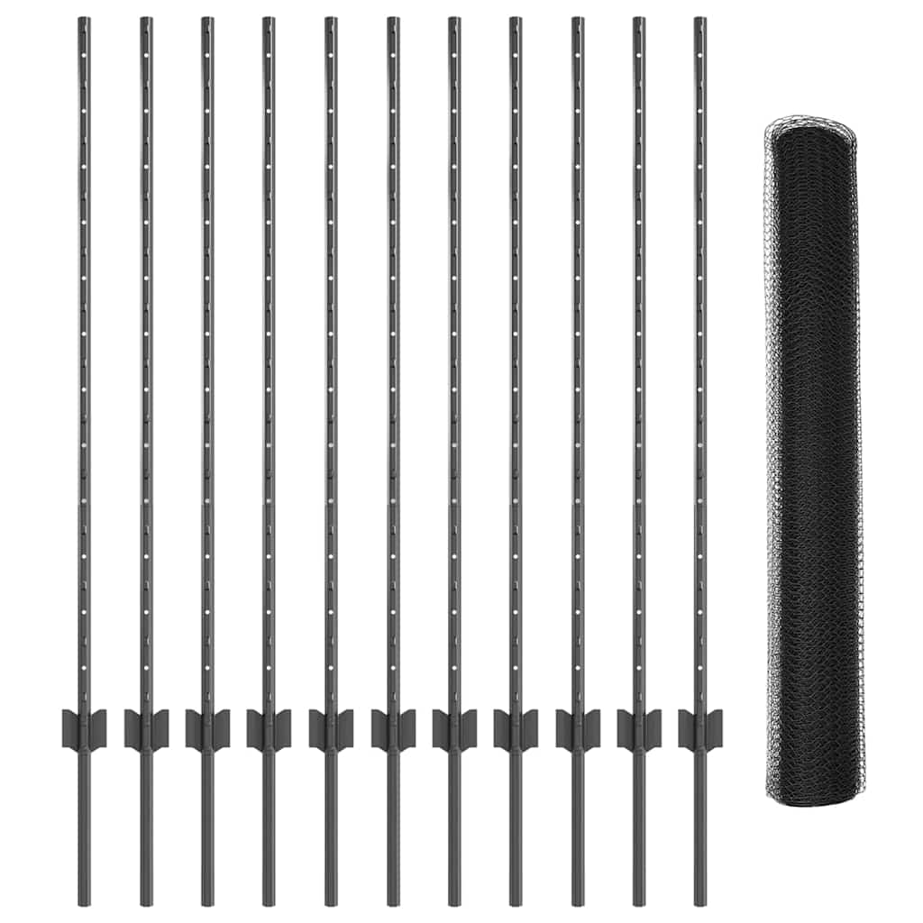 Zaun mit Pfosten Grau