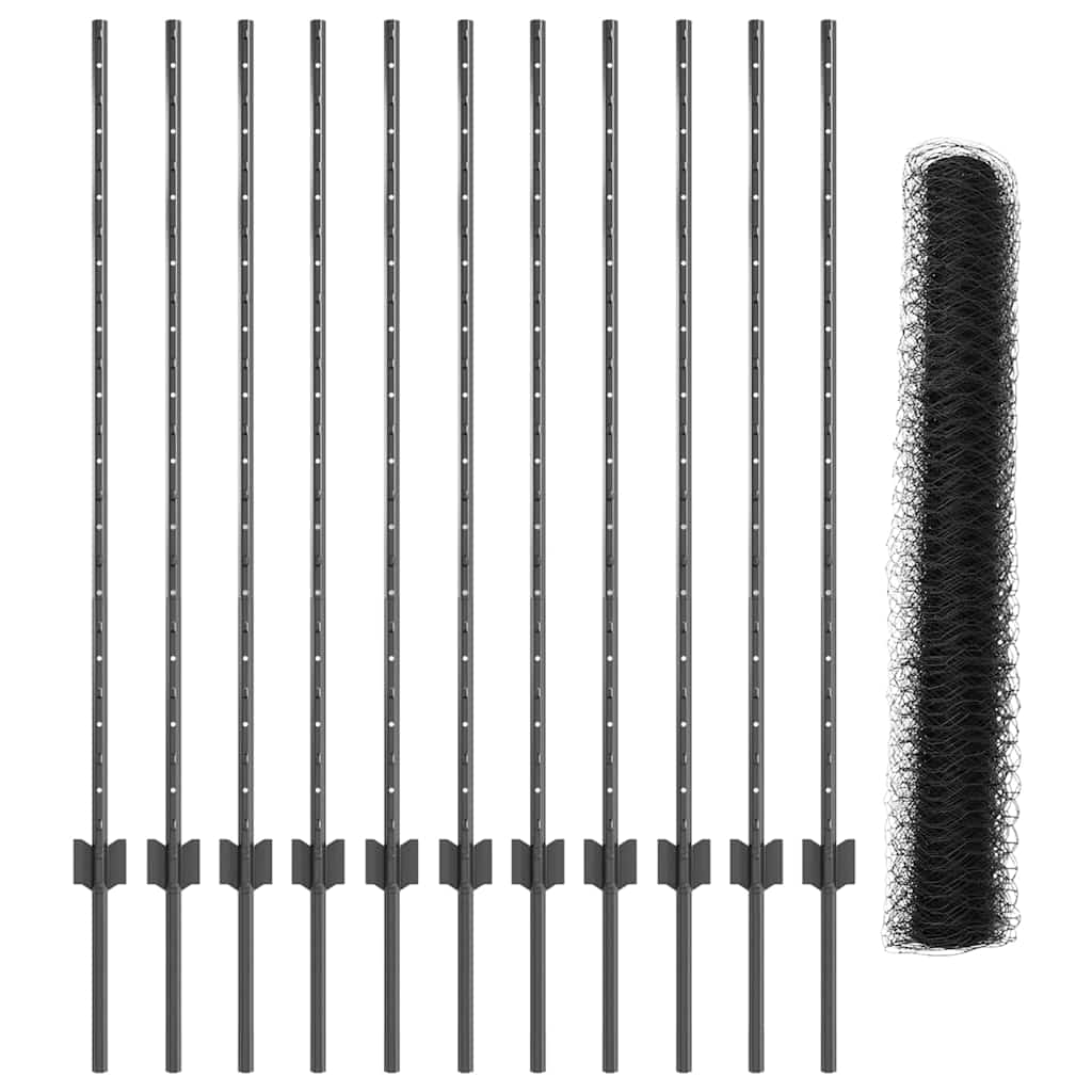 Zaun mit Pfosten Grau