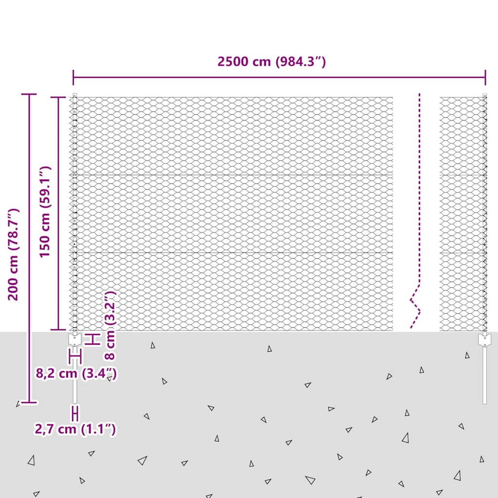 Zaun mit Pfosten Grau