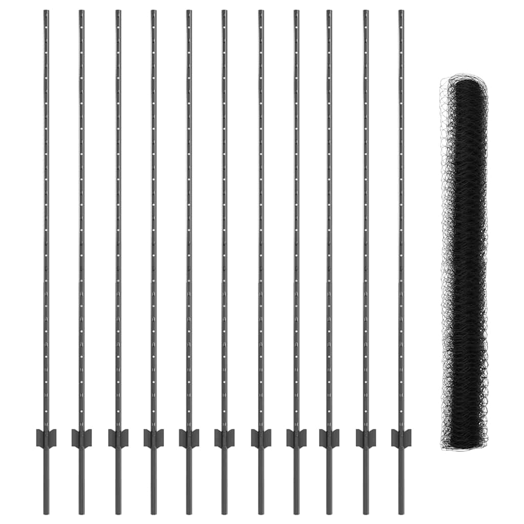 Zaun mit Pfosten Grau