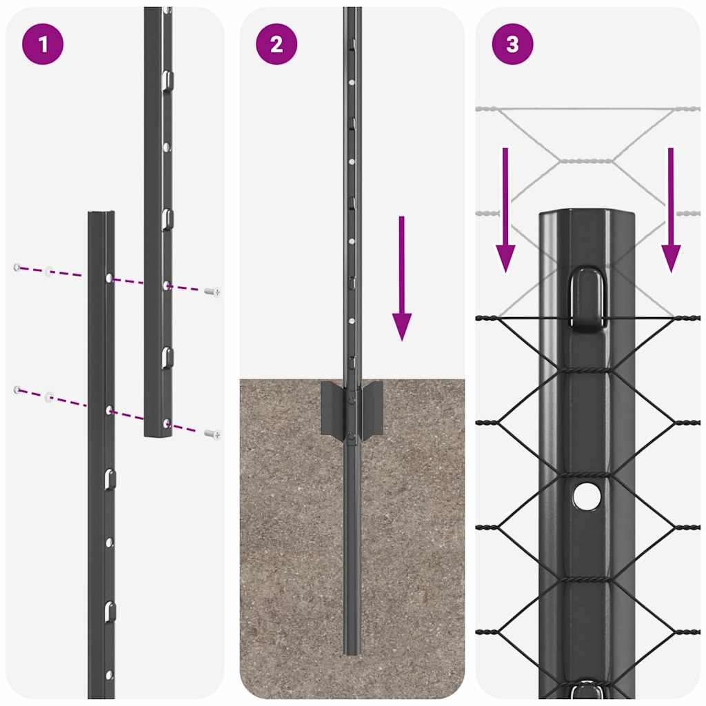 Zaun mit Pfosten Grau