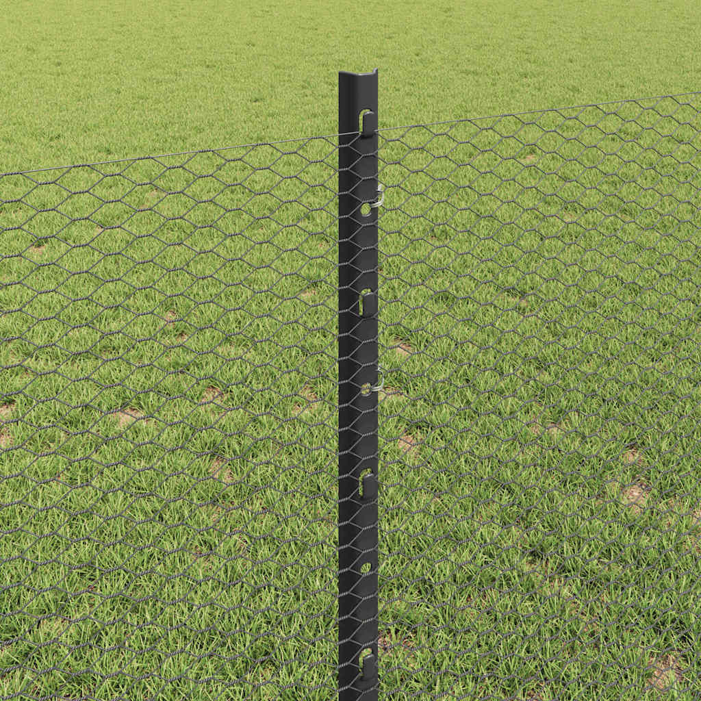 Sechseckzaun mit Pfosten 50 x 0,8 m PVC-beschichteter Stahl