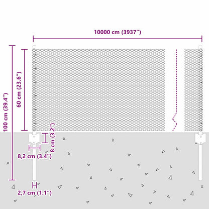 Sechseckzaun mit Pfosten 100 x 0,6 m PVC-beschichteter Stahl