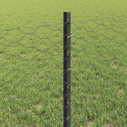 Sechseckzaun mit Pfosten 100 x 0,6 m PVC-beschichteter Stahl