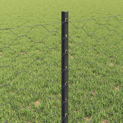 Sechseckzaun mit Pfosten 100 x 0,6 m PVC-beschichteter Stahl