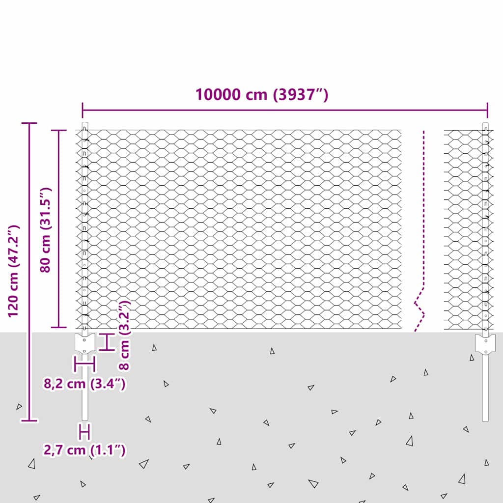 Geschweißter Drahtzaun 100 x 0,8 m (B x H)