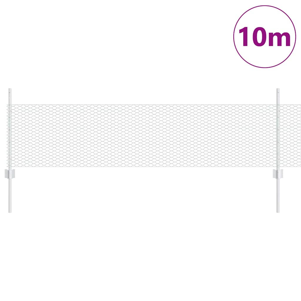 Sechseckzaun mit Pfosten 10 x 0,5 m Verzinkter Stahl Silber