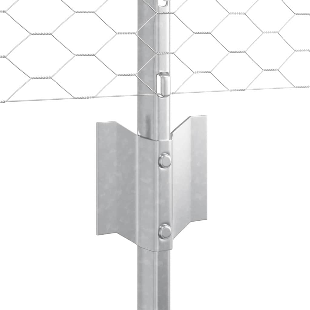 Sechseckzaun mit Pfosten 10 x 0,8 m Verzinkter Stahl Silber