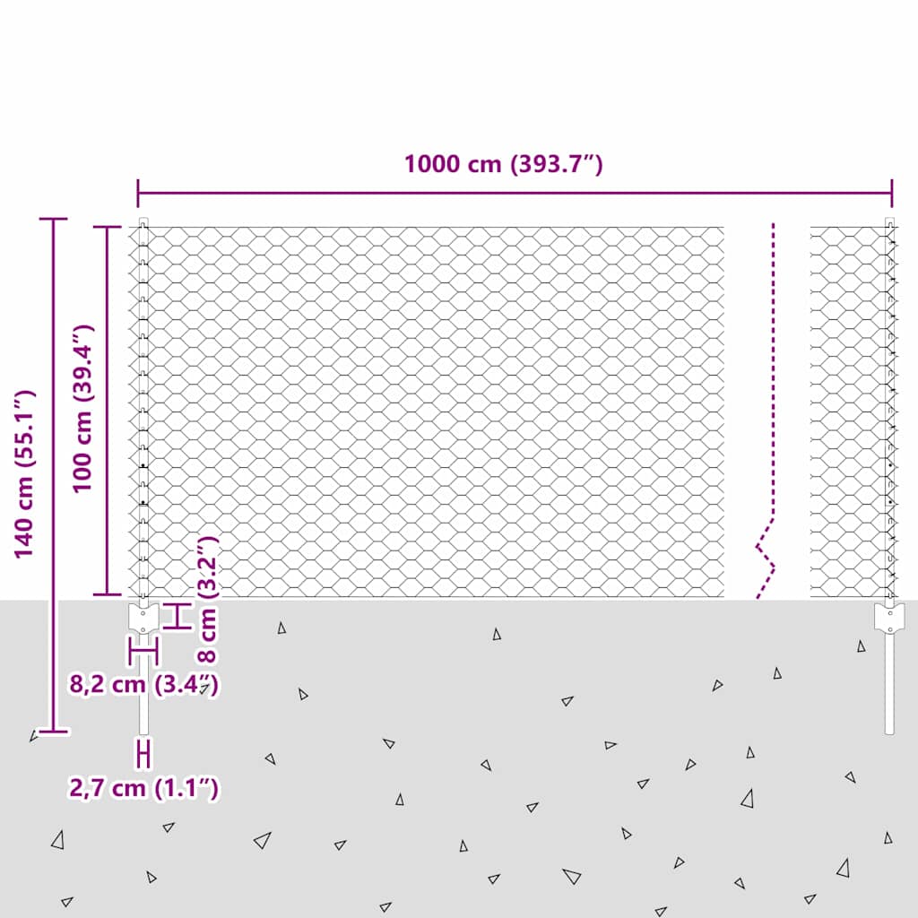 Geschweißter Drahtzaun 10 x 1 m (B x H) Feuerverzinkter Stahl
