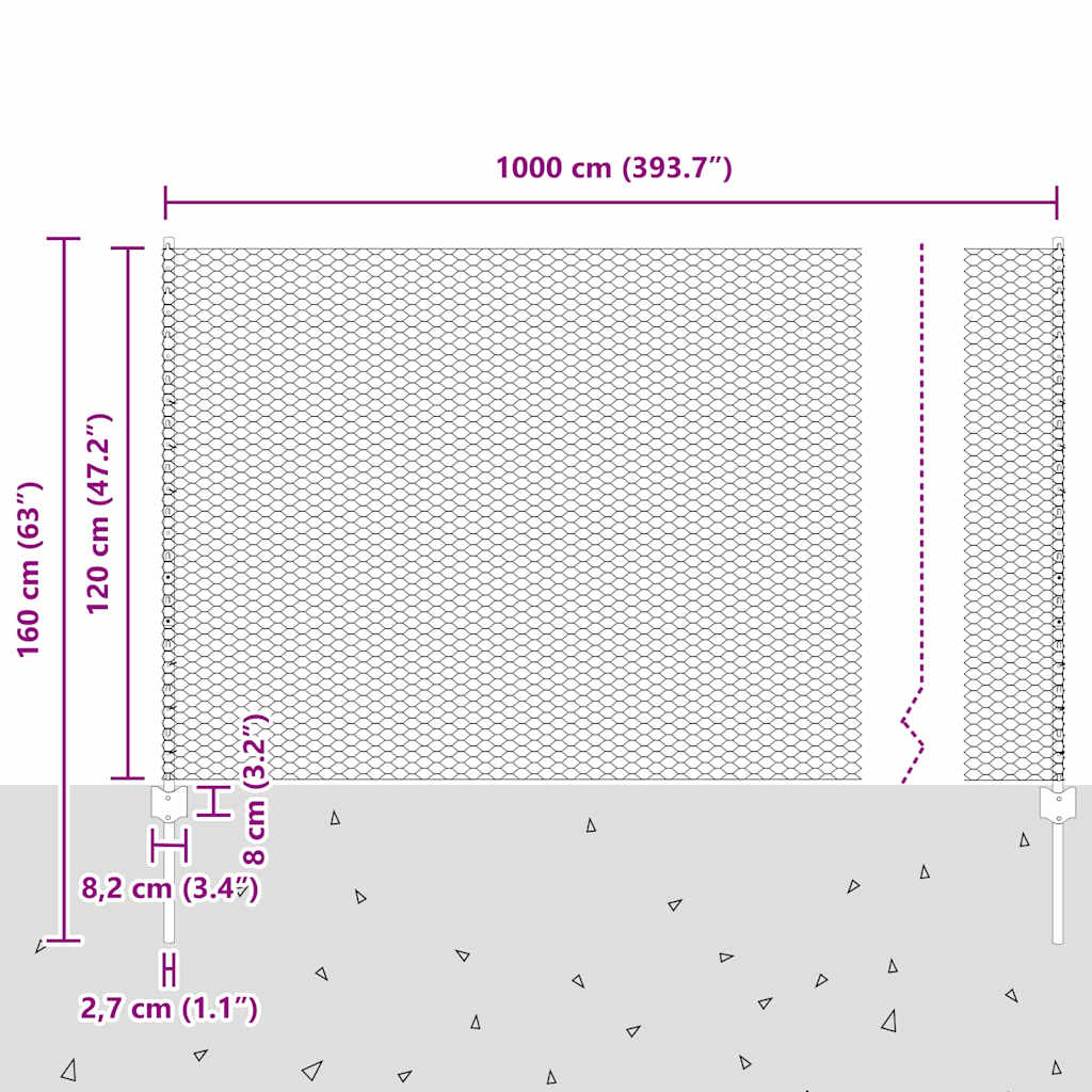 Geschweißter Drahtzaun 10 x 1,2 m (B x H) Feuerverzinkter Stahl