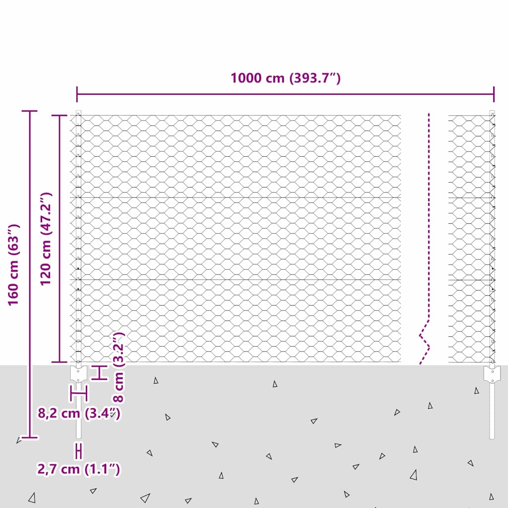 Geschweißter Drahtzaun 10 x 1,2 m (B x H) Feuerverzinkter Stahl