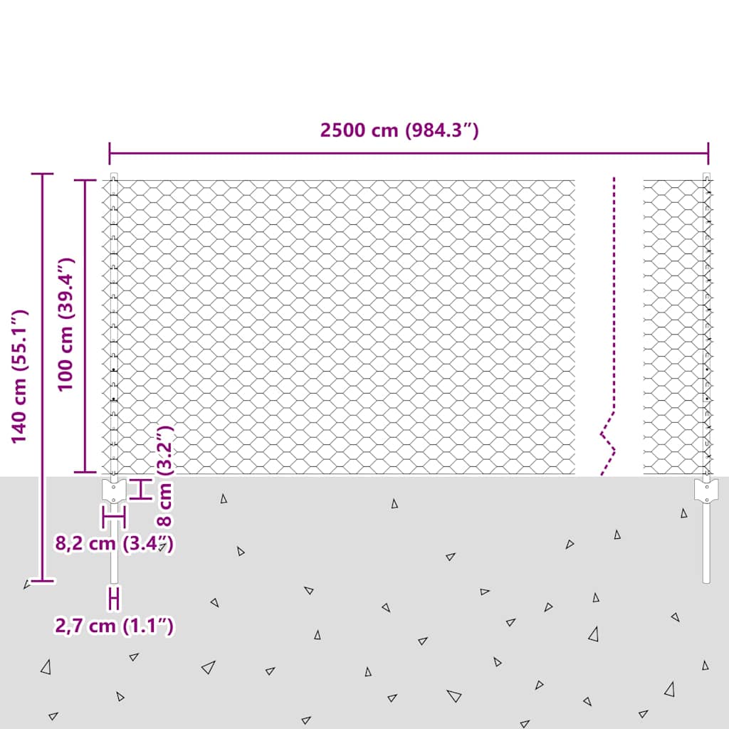 Geschweißter Drahtzaun 25 x 1 m (B x H) Feuerverzinkter Stahl