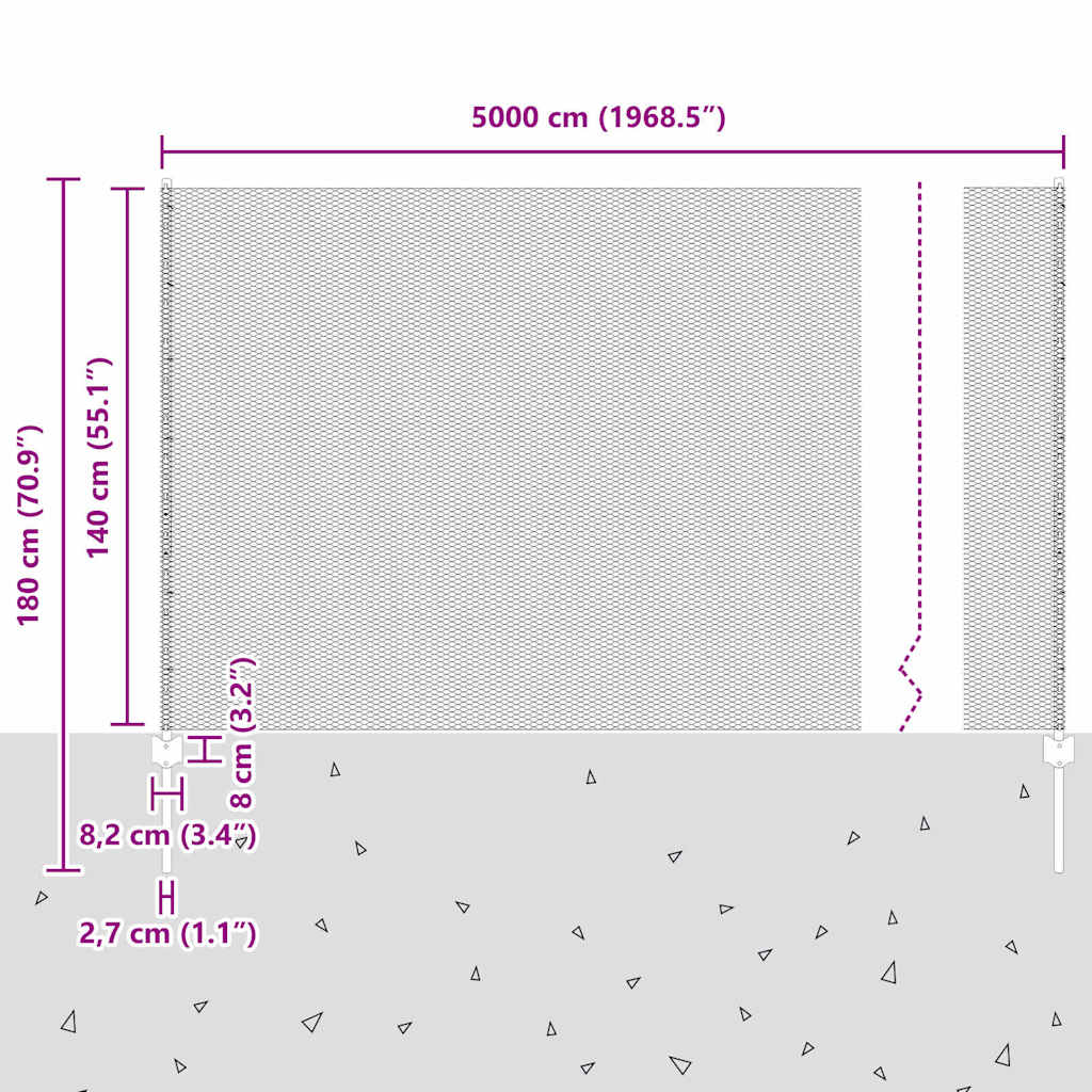 Geschweißter Drahtzaun 50 x 1,4 m (B x H) Feuerverzinkter Stahl