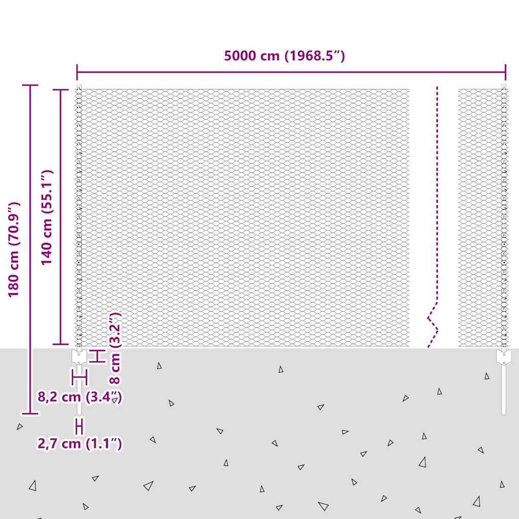 Geschweißter Drahtzaun 50 x 1,4 m (B x H) Feuerverzinkter Stahl