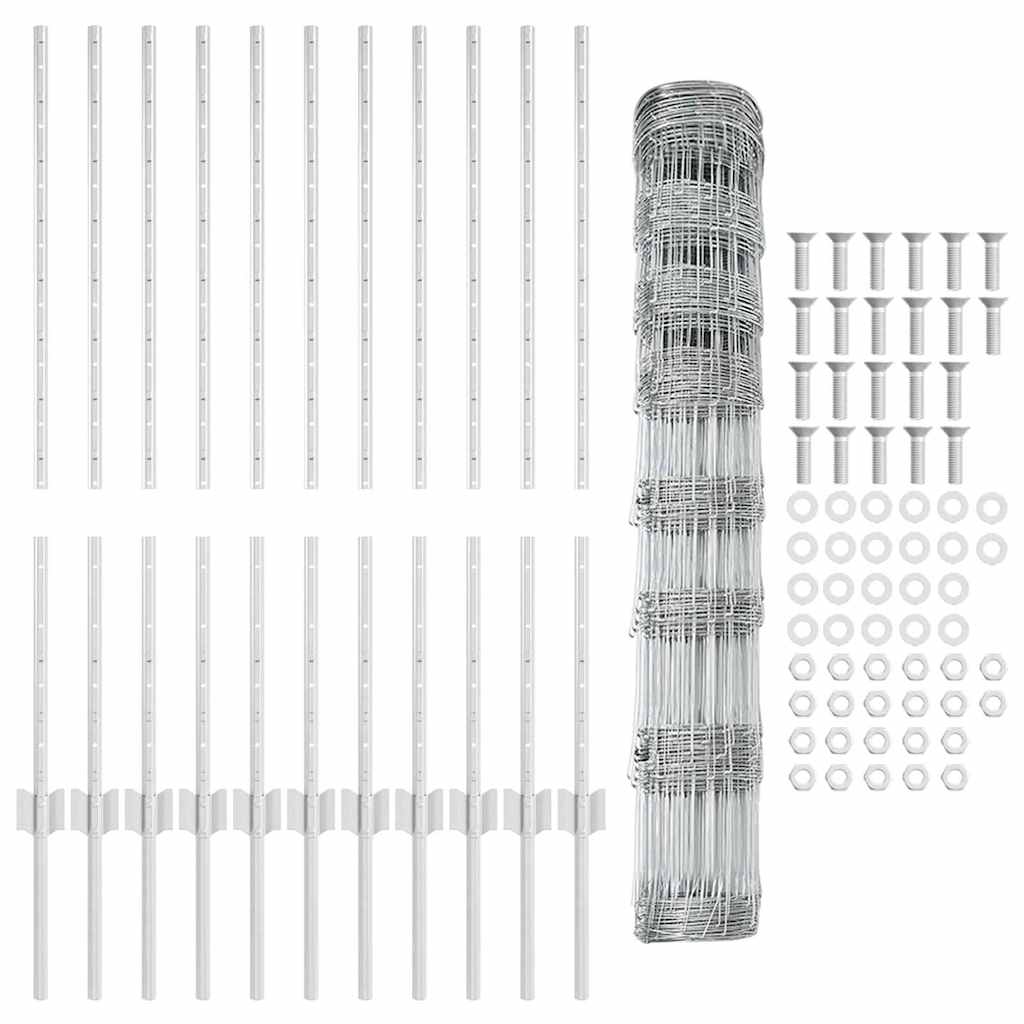 Wildzaun mit Pfosten 25 x 1 m (B x H) Feuerverzinkter Stahl