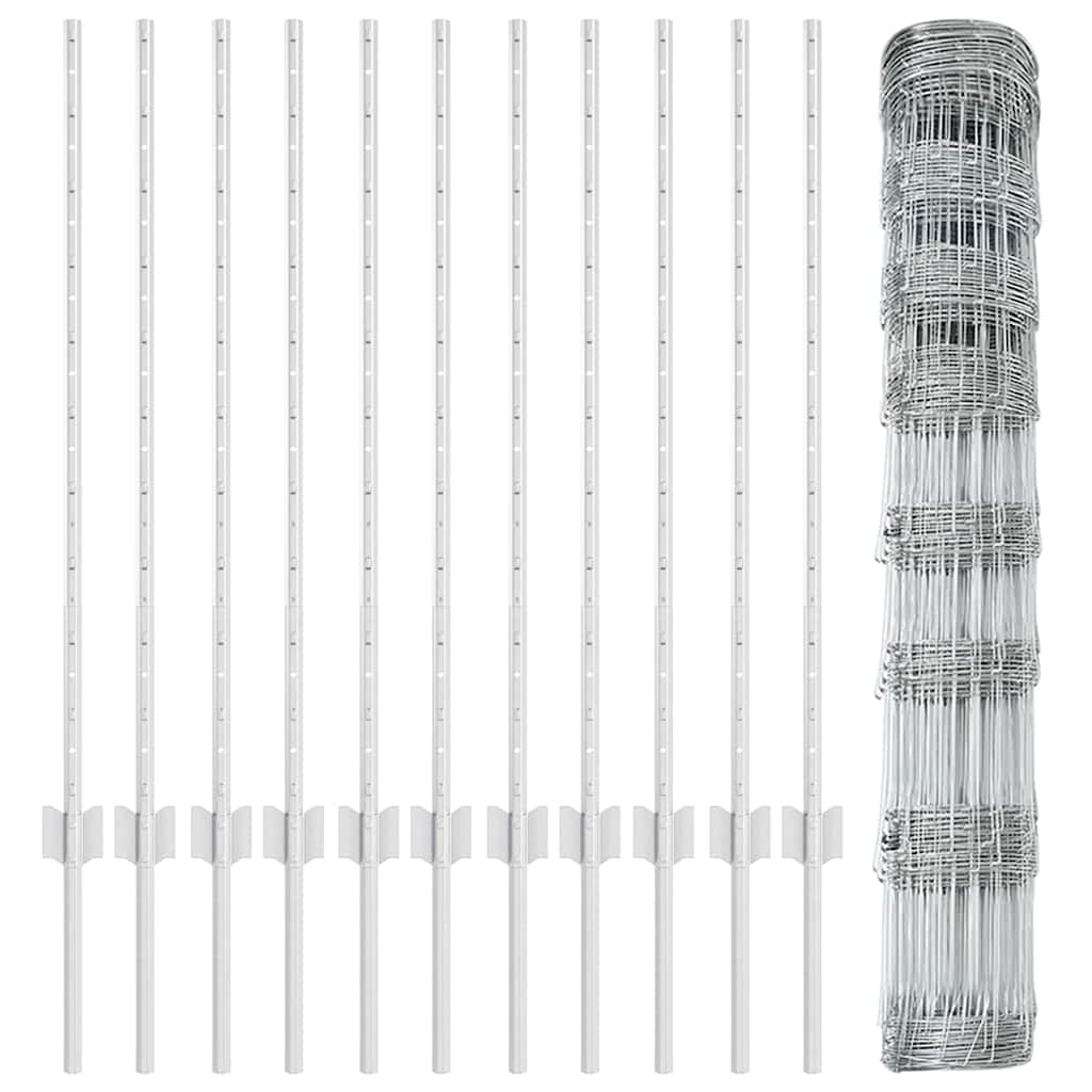 Wildzaun mit Pfosten 25 x 1 m (B x H) Feuerverzinkter Stahl