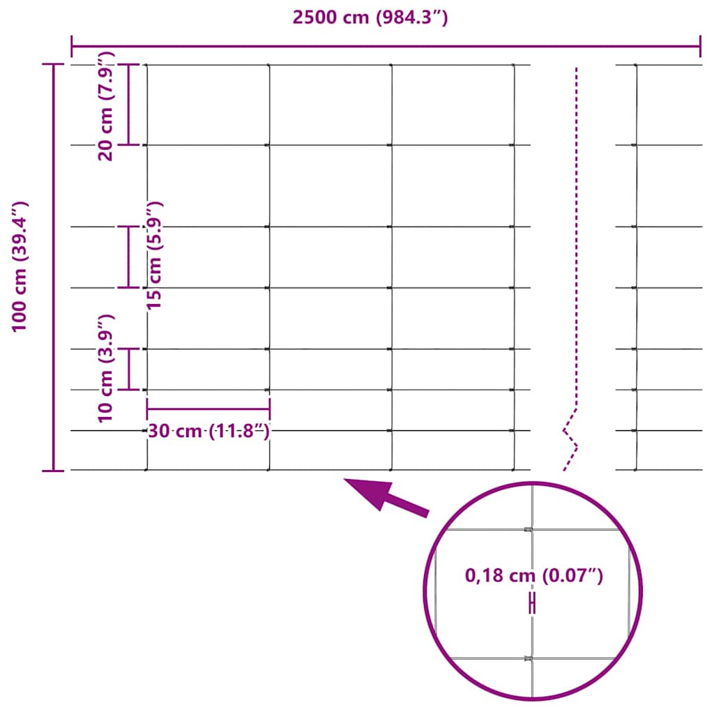 Wildzaun mit Pfosten 25 x 1 m (B x H) Feuerverzinkter Stahl