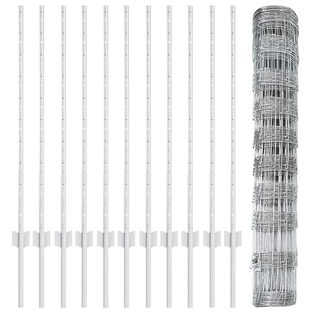 Wildzaun mit Pfosten 25 x 1 m (B x H) Feuerverzinkter Stahl