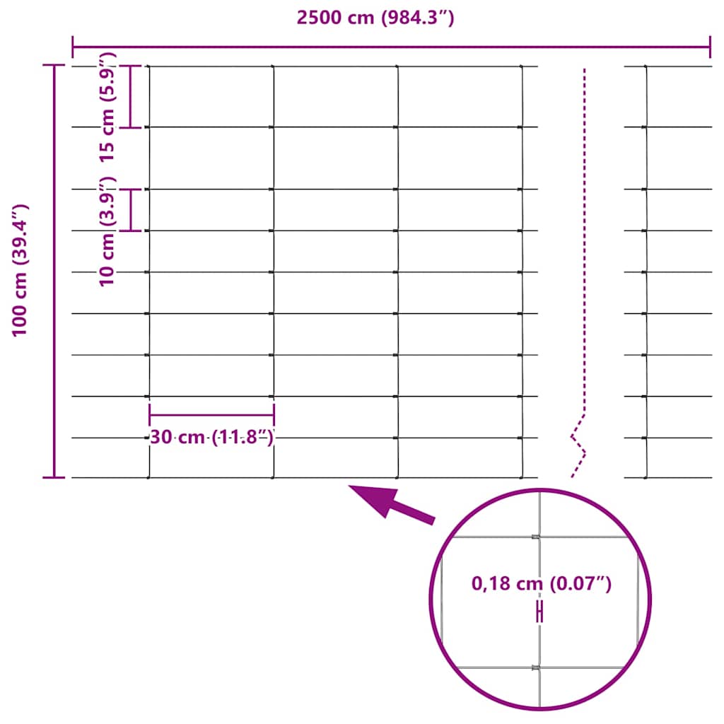 Wildzaun mit Pfosten 25 x 1 m (B x H) Feuerverzinkter Stahl