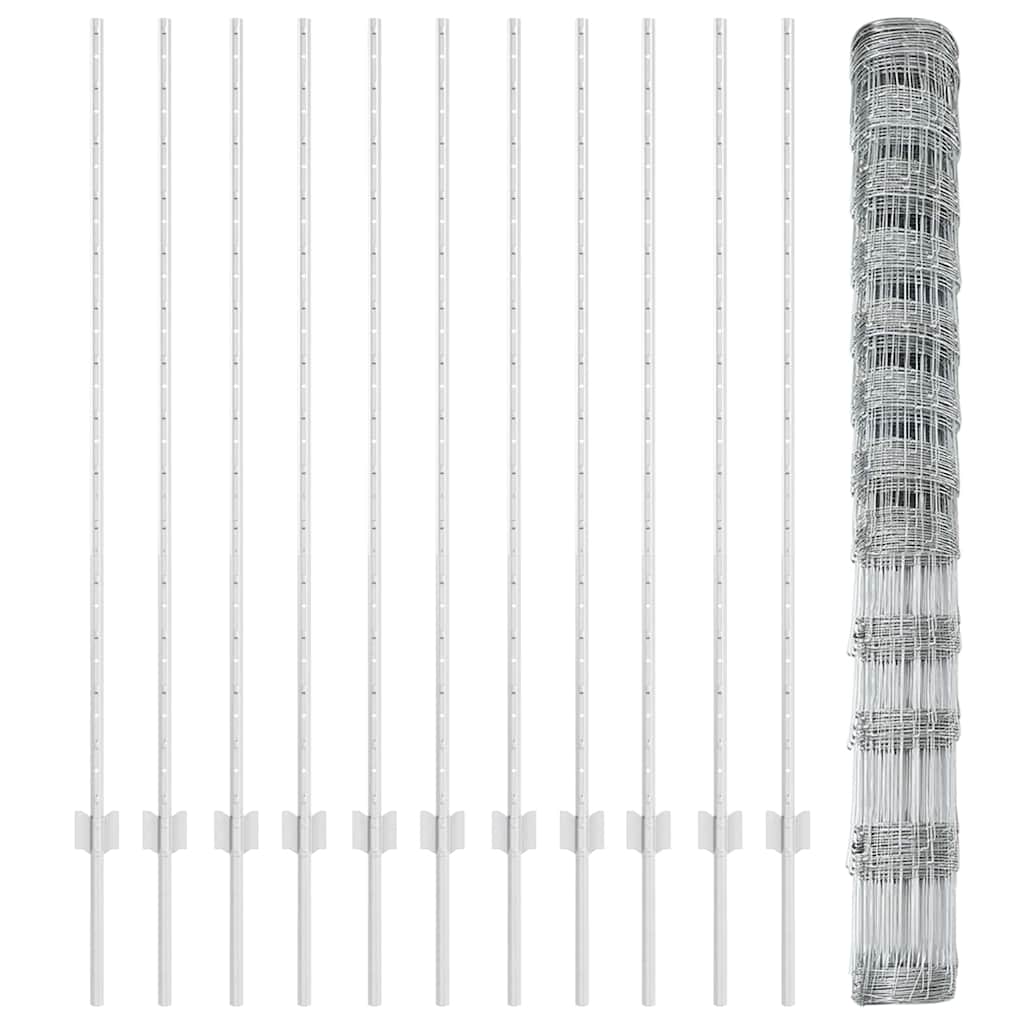 Wildzaun mit Pfosten 25 x 1,4 m (B x H) Feuerverzinkter Stahl