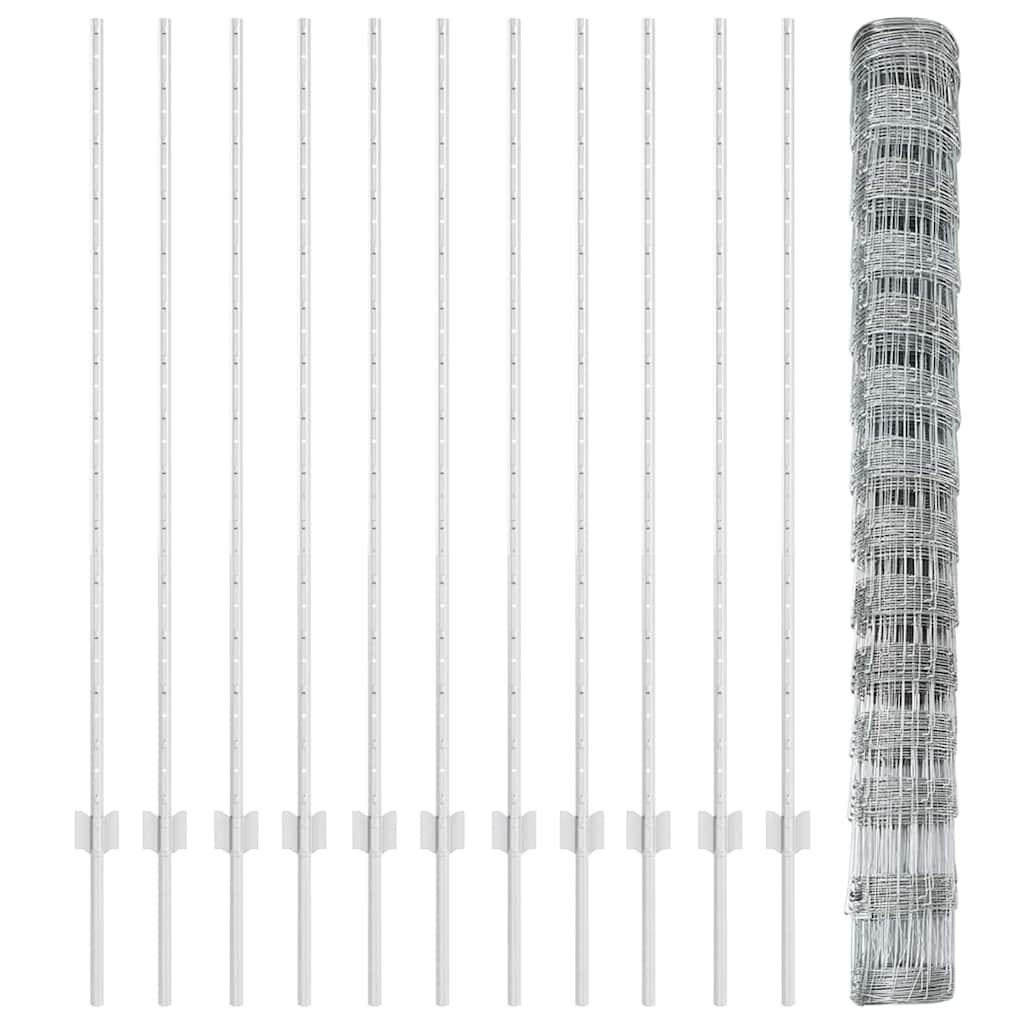 Wildzaun mit Pfosten 25 x 1,4 m (B x H) Feuerverzinkter Stahl