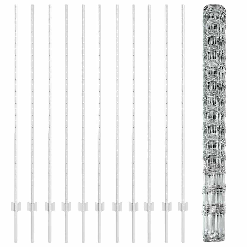 Wildzaun mit Pfosten 25 x 1,6 m (B x H) Feuerverzinkter Stahl