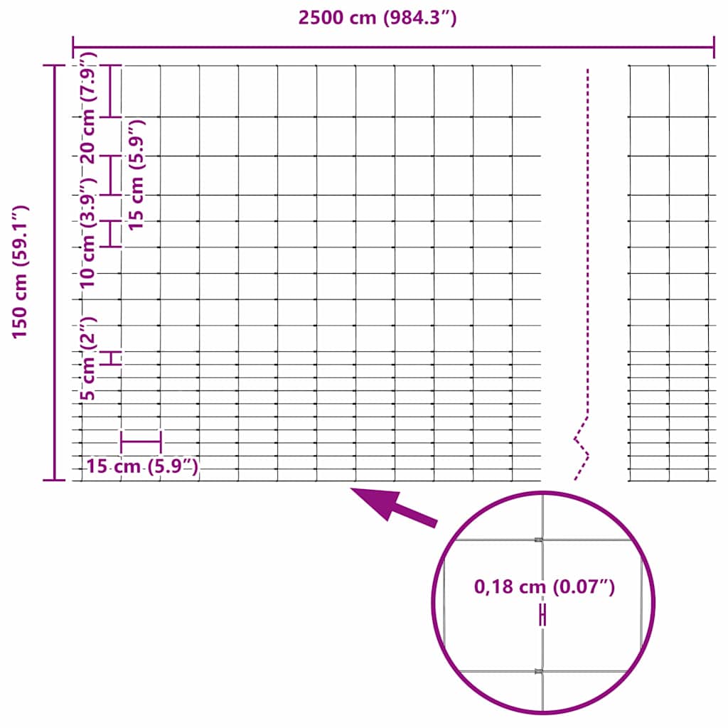 Wildzaun mit Pfosten 25 x 1,6 m (B x H) Feuerverzinkter Stahl