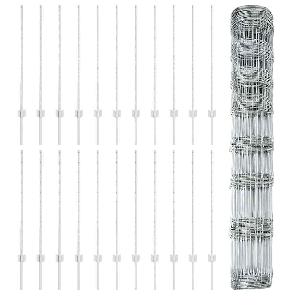 Wildzaun mit Pfosten 50 x 1 m (B x H) Feuerverzinkter Stahl