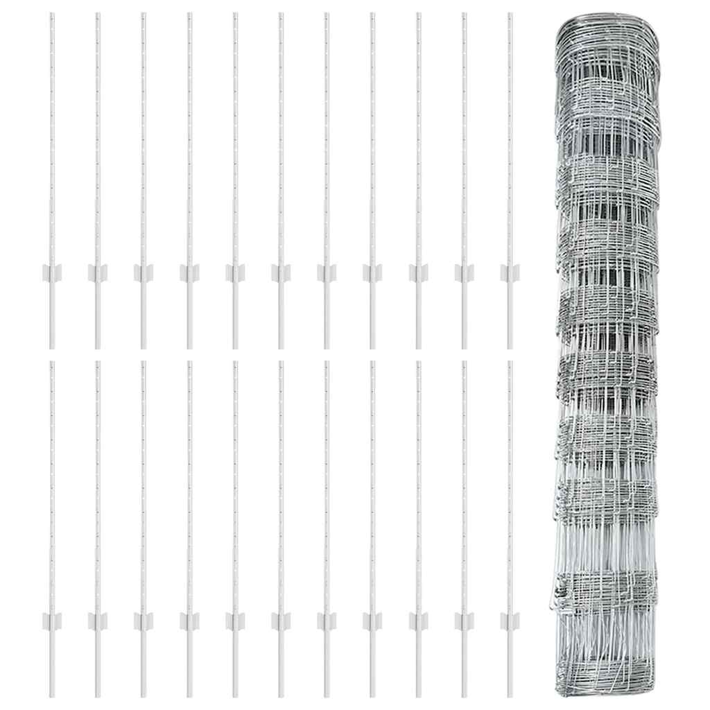 Wildzaun mit Pfosten 50 x 1 m (B x H) Feuerverzinkter Stahl