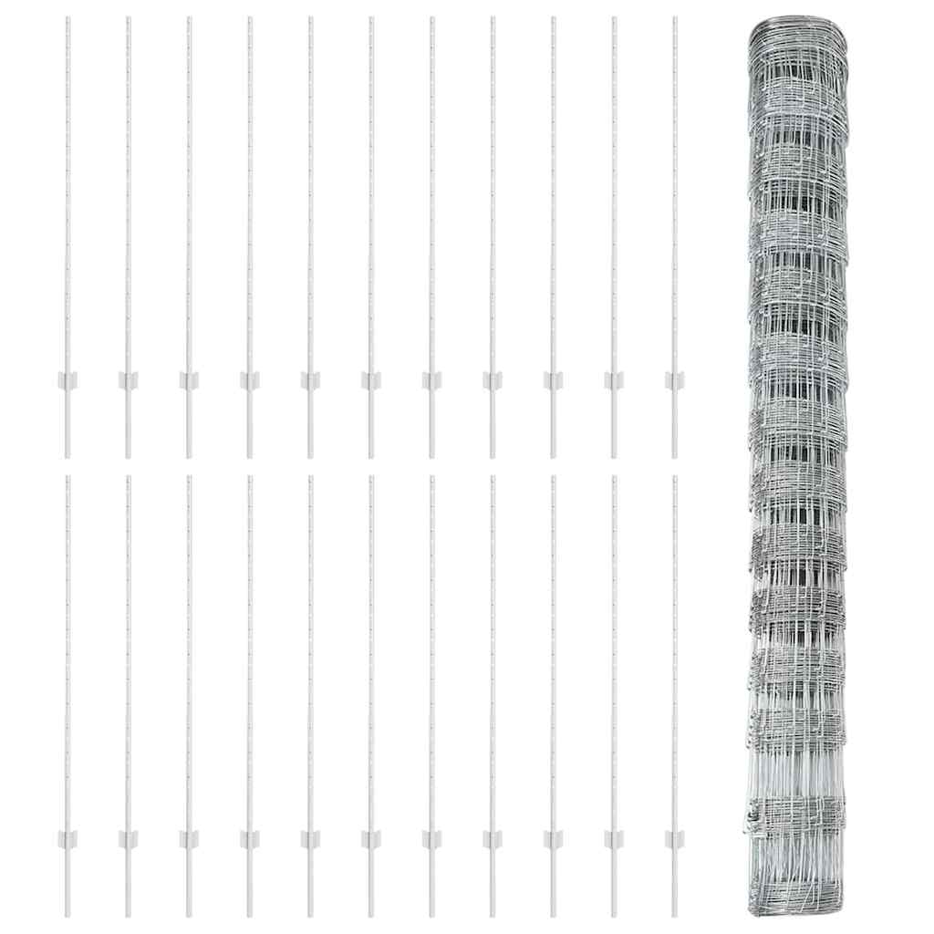 Wildzaun mit Pfosten 50 x 1,4 m (B x H) Feuerverzinkter Stahl