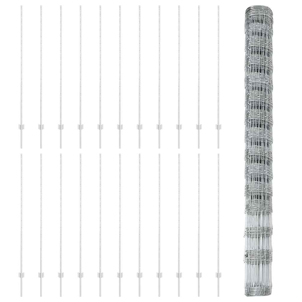 Wildzaun mit Pfosten 50 x 1,6 m (B x H) Feuerverzinkter Stahl