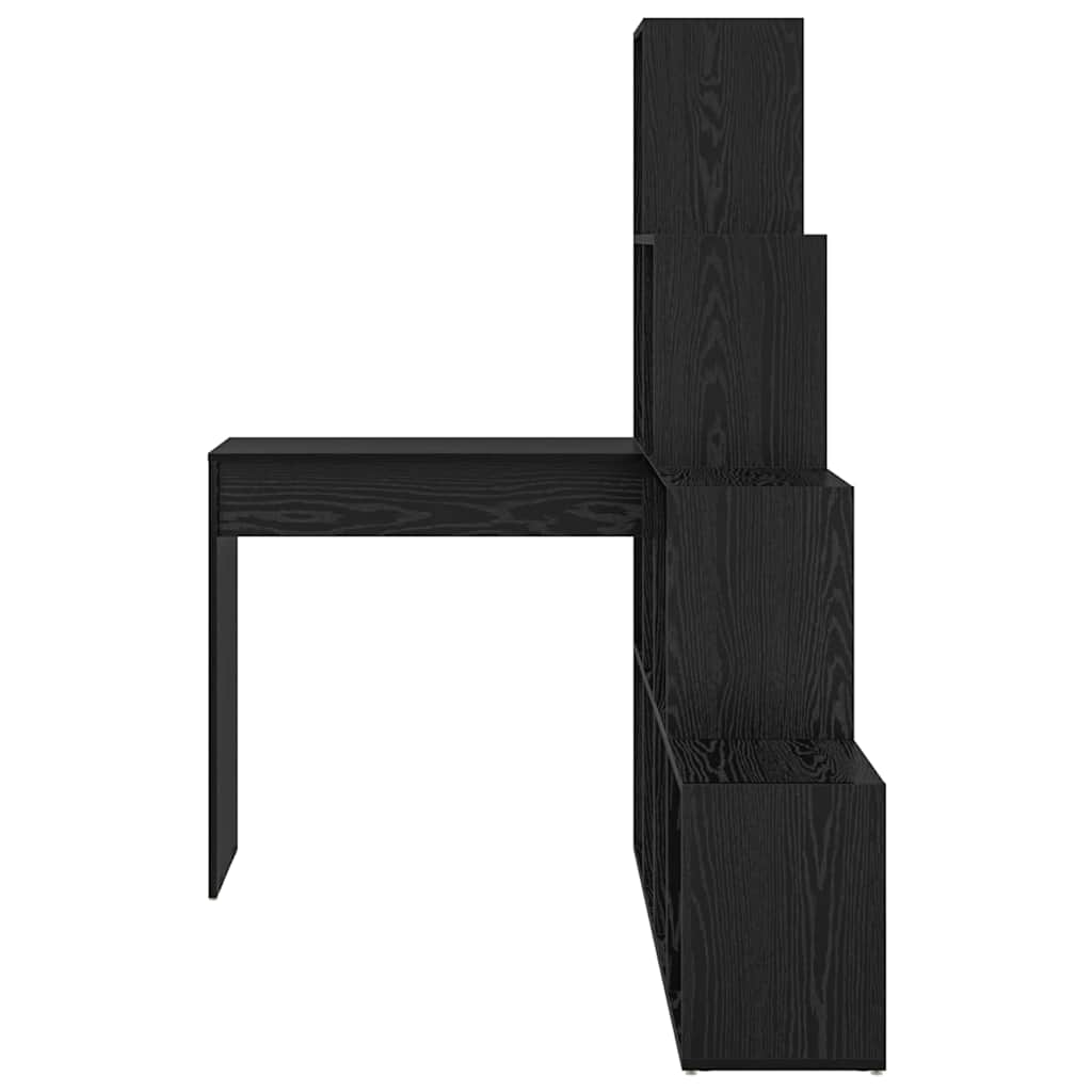 Eck-Schreibtisch Schwarz Eichen-Optik Holzwerkstoff