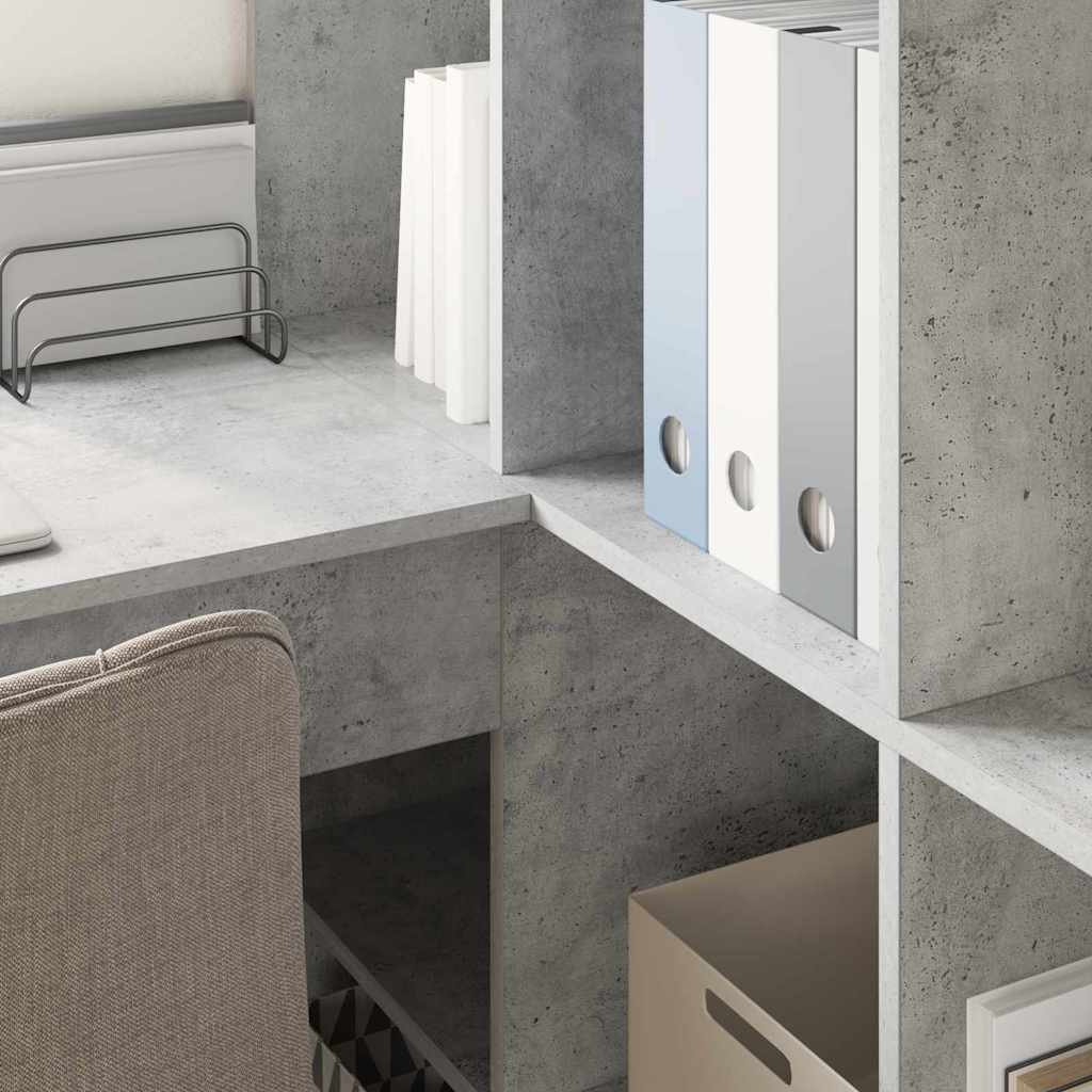 Eck-Schreibtisch mit Regal Beton Grau 101,5 x 149,5 x 149,5 cm