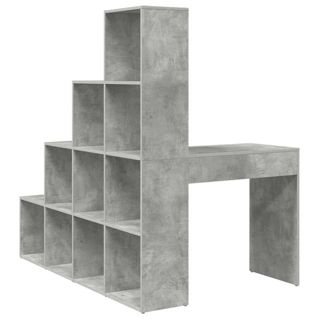 Eck-Schreibtisch mit Regal Beton Grau 101,5 x 149,5 x 149,5 cm