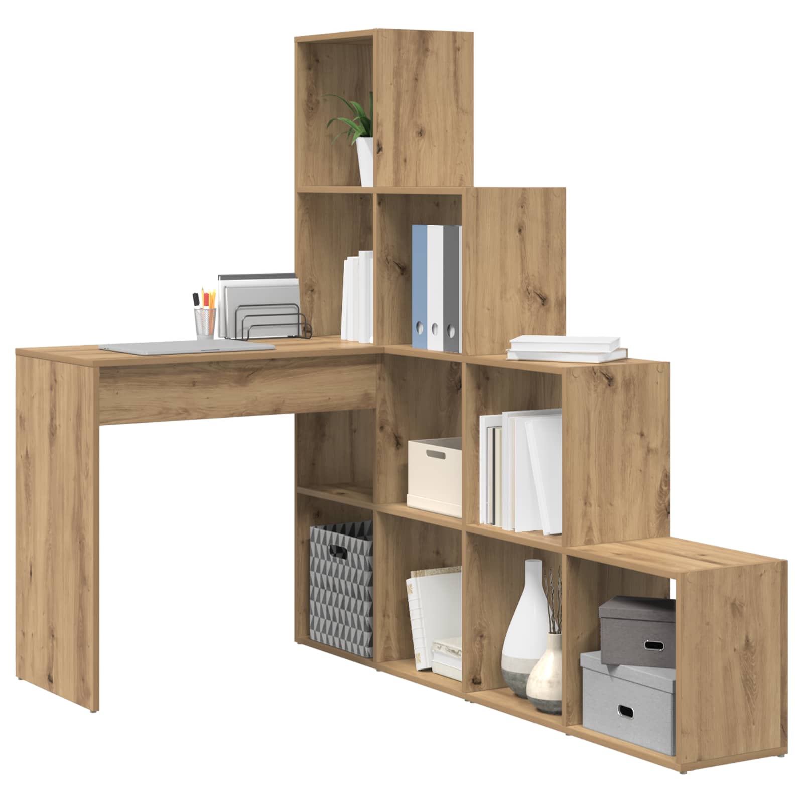 Eck-Schreibtisch Artisan-Eiche Holzwerkstoff