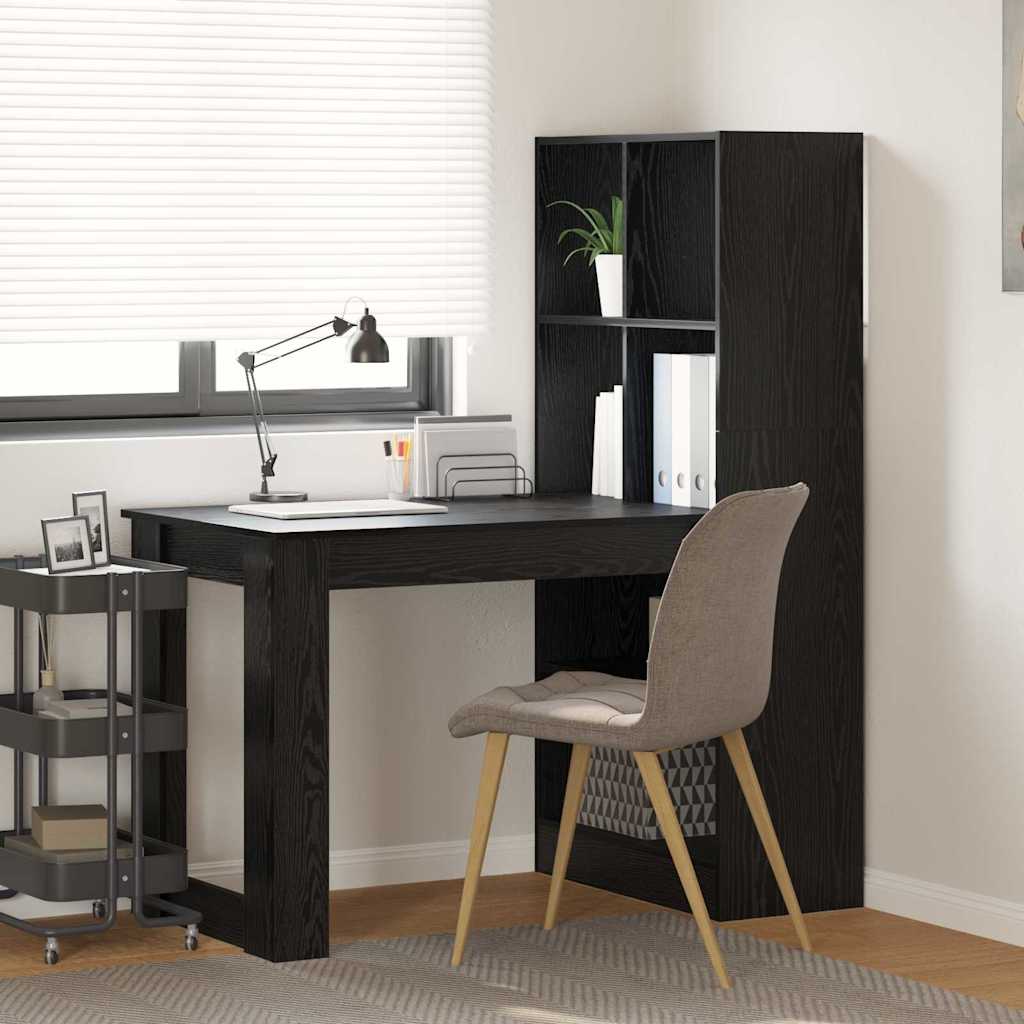 Schreibtisch mit Regal Schwarz Eichen-Optik 122 x 67 x 145 cm