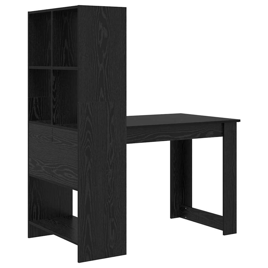 Schreibtisch mit Regal Schwarz Eichen-Optik 122 x 67 x 145 cm