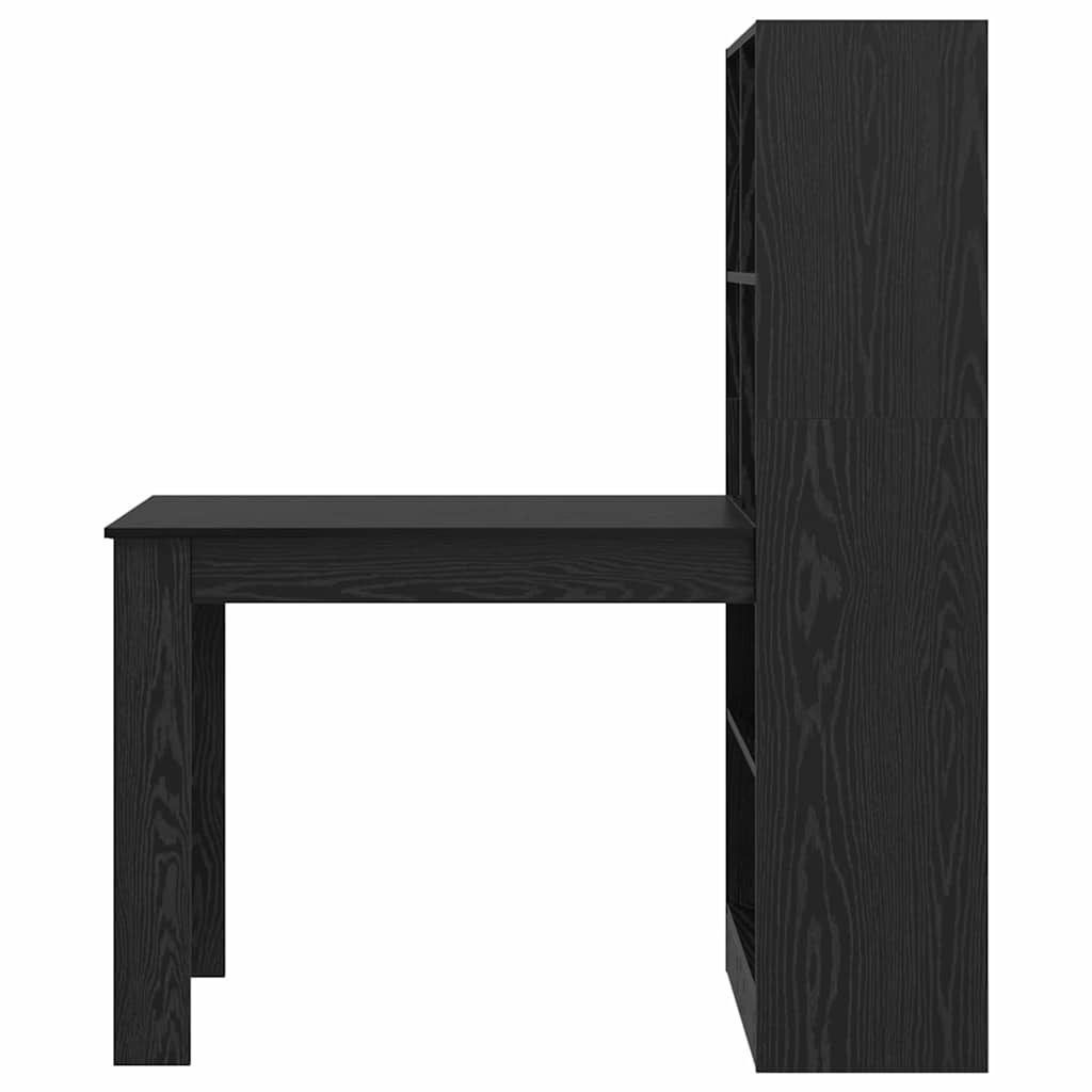 Schreibtisch mit Regal Schwarz Eichen-Optik 122 x 67 x 145 cm