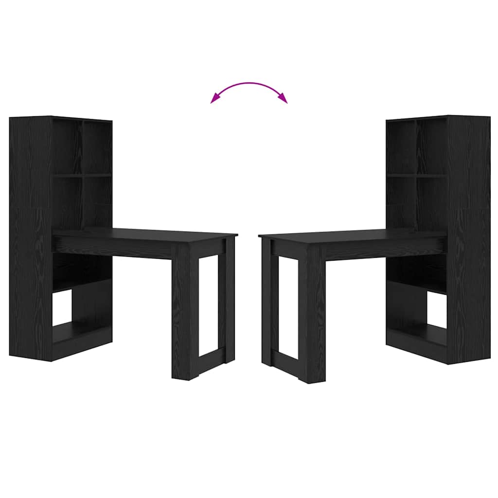 Schreibtisch mit Regal Schwarz Eichen-Optik 122 x 67 x 145 cm