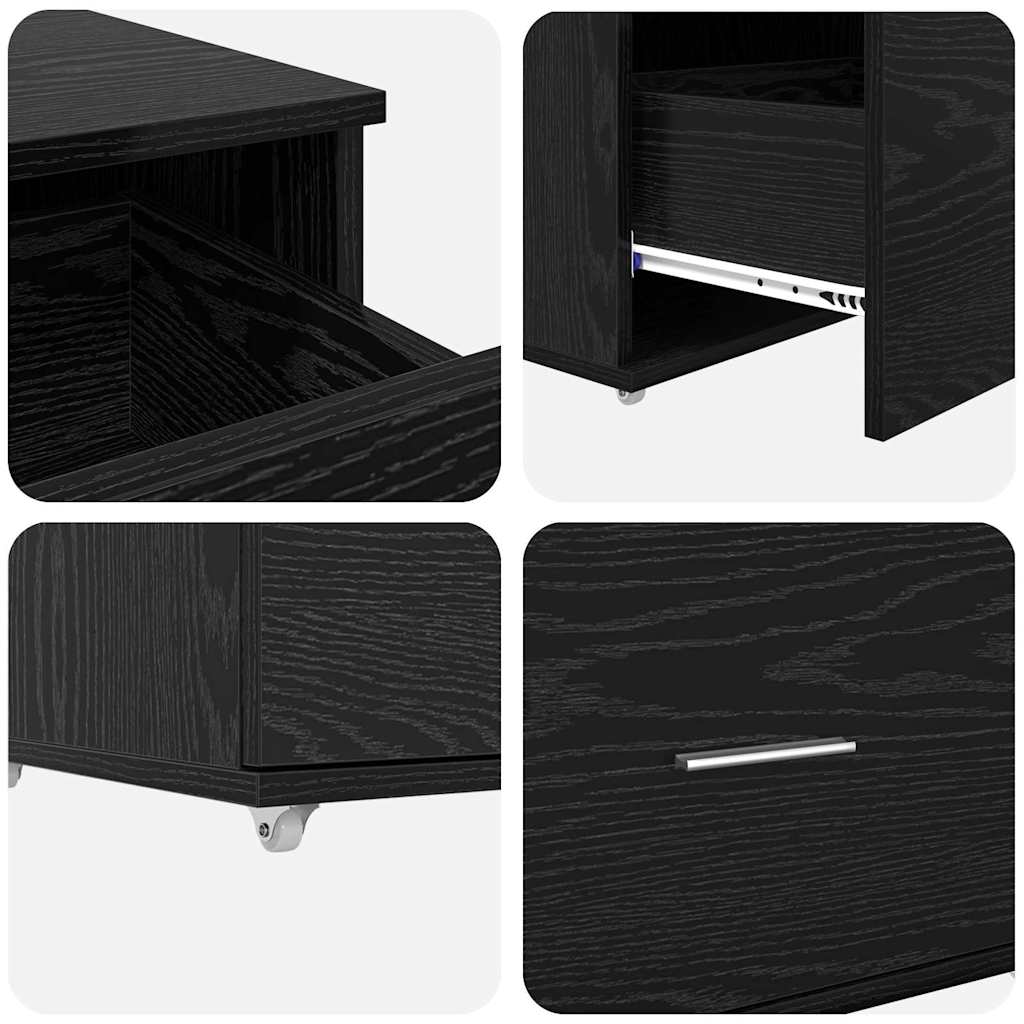 Schreibtisch Schwarz Eichen-Optik 131,5 x 50 x 106,5 cm