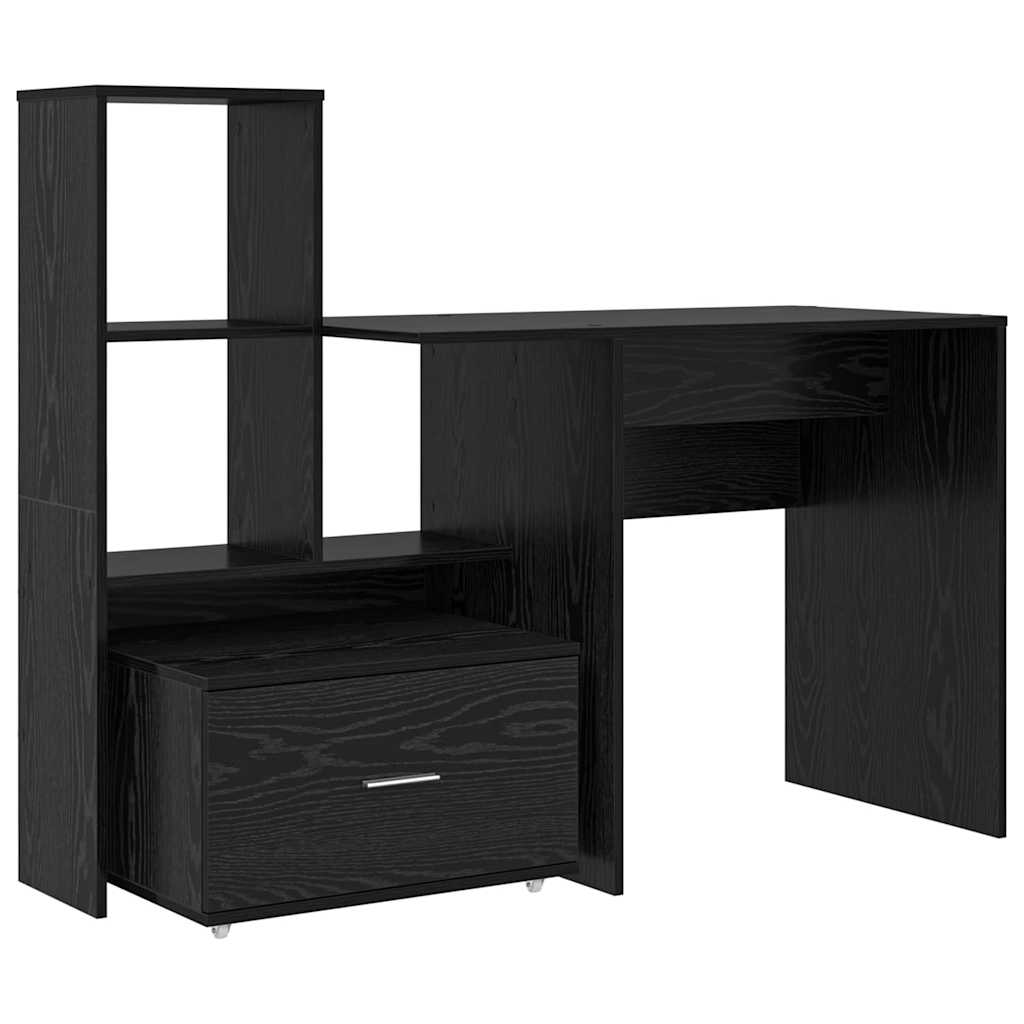 Schreibtisch Schwarz Eichen-Optik 131,5 x 50 x 106,5 cm