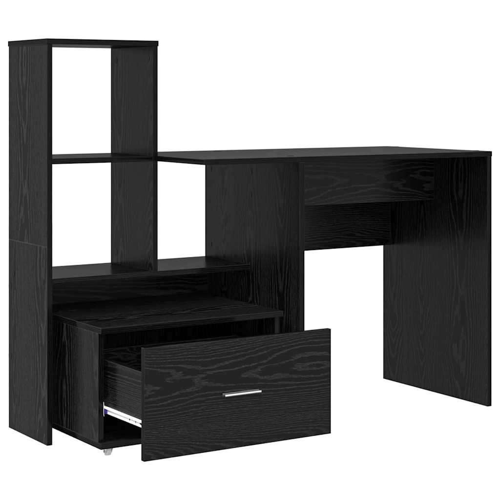 Schreibtisch Schwarz Eichen-Optik 131,5 x 50 x 106,5 cm